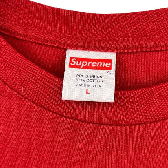 Supreme Blank Red Long Sleeve Cotton Tee Shirt Size Large - Picture 8 of 9